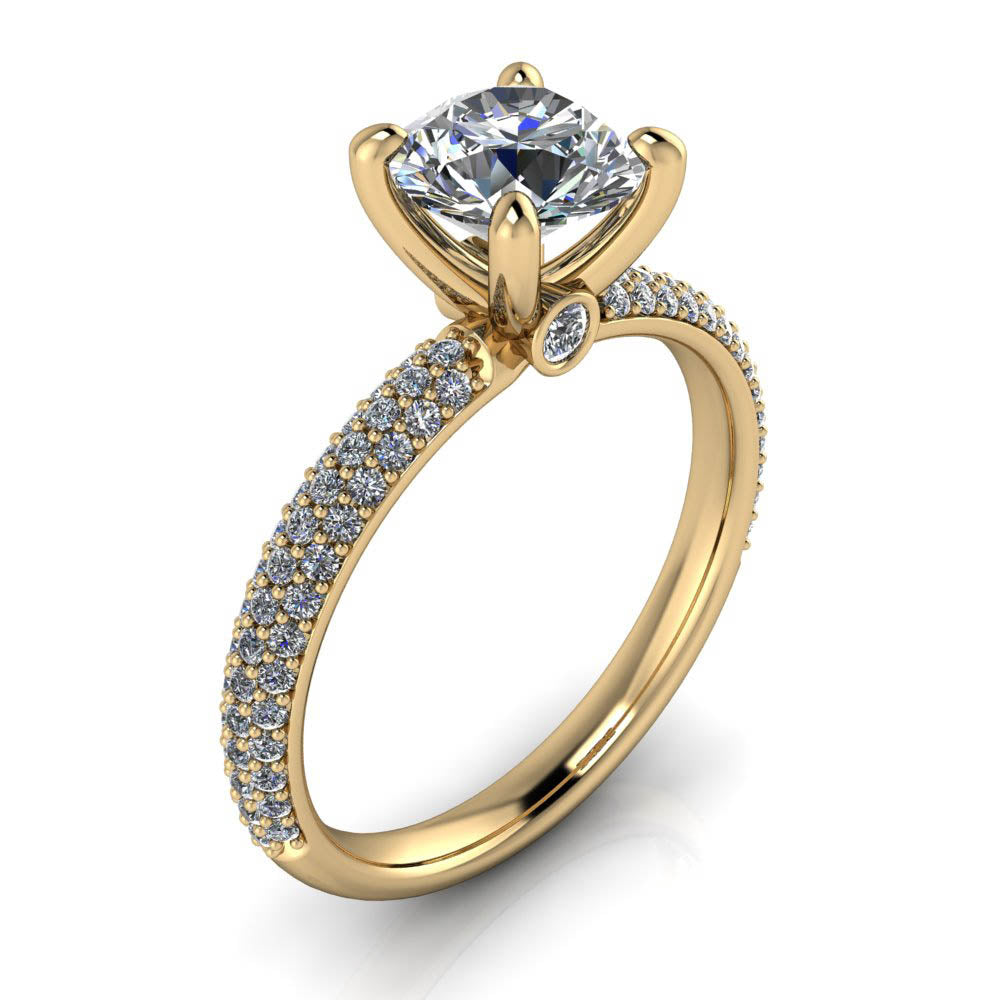 Diamond Pave Engagement Ring Moissanite Center - Beata - Moissanite Rings