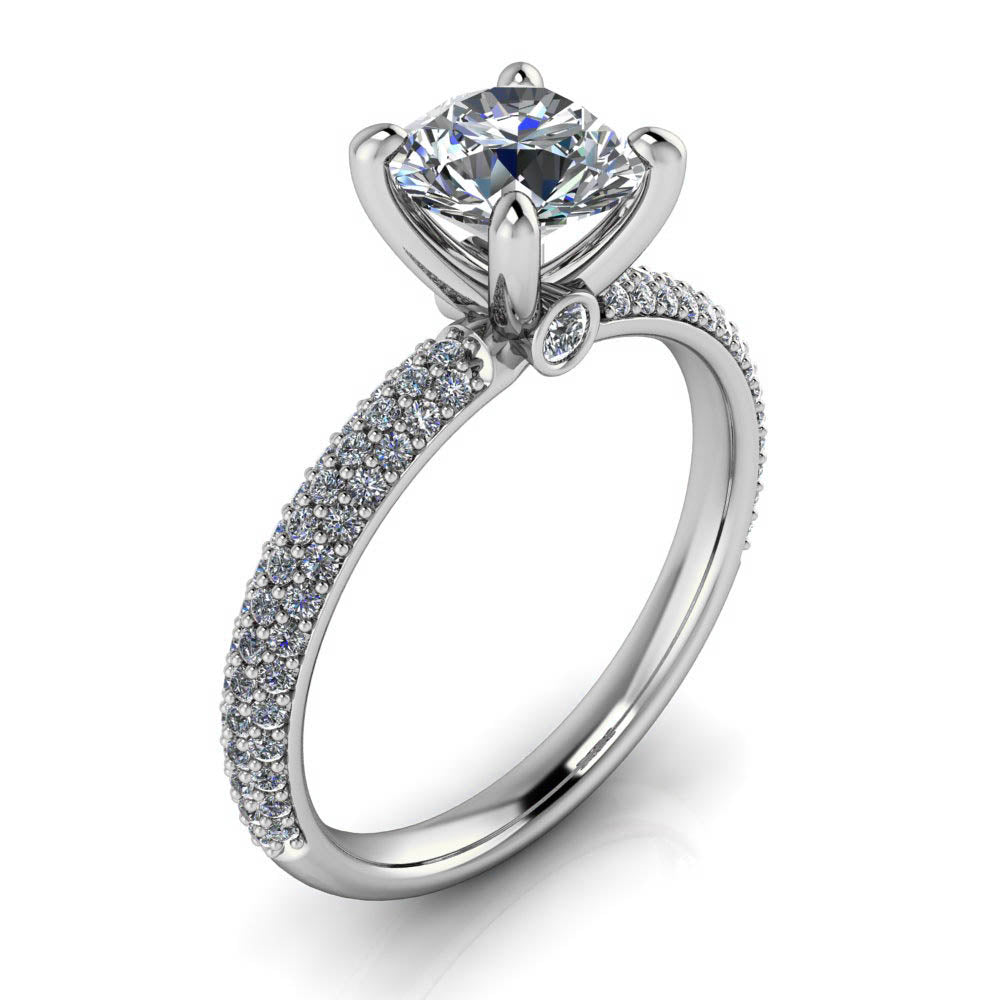 Diamond Pave Engagement Ring Moissanite Center - Beata - Moissanite Rings