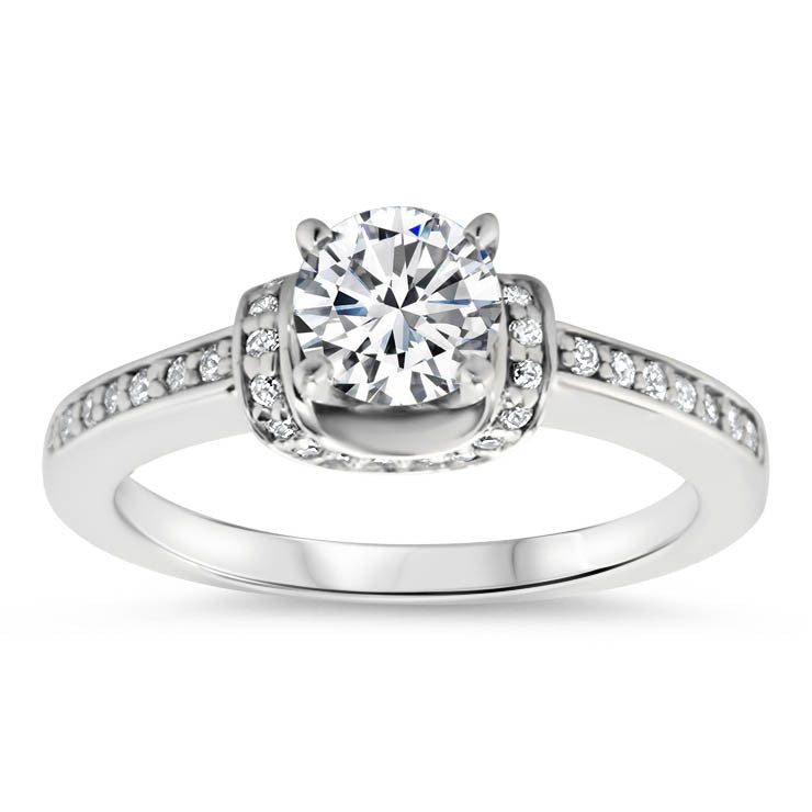 Diamond Accented  Forever One Moissanite Engagement Ring - Shawl - Moissanite Rings