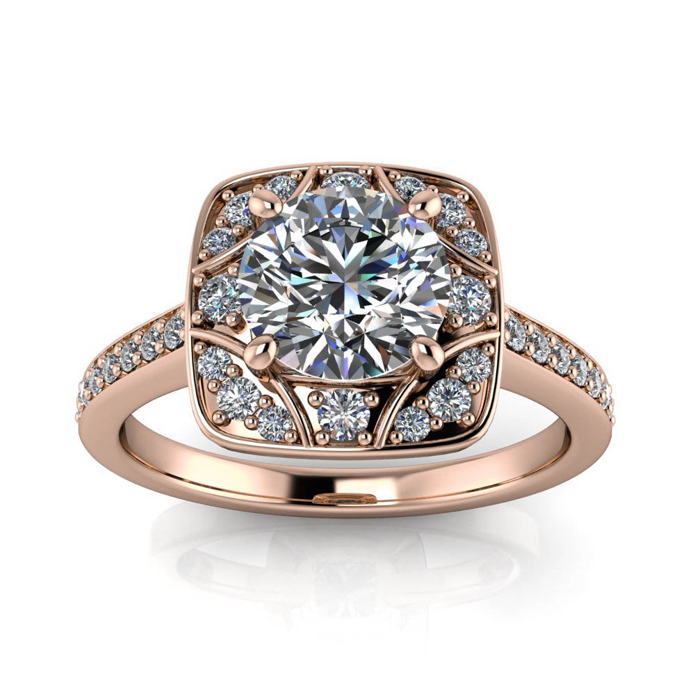 Moissanite Engagement Ring Vintage Style Halo - Balisa - Moissanite Rings