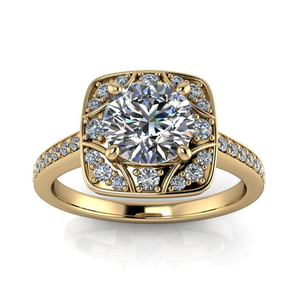 Moissanite Engagement Ring Vintage Style Halo - Balisa - Moissanite Rings