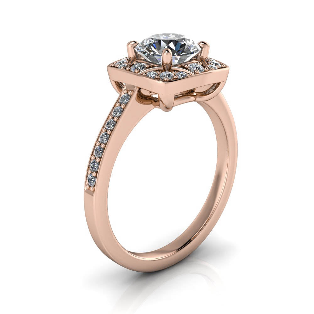 Moissanite Engagement Ring Vintage Style Halo - Balisa - Moissanite Rings