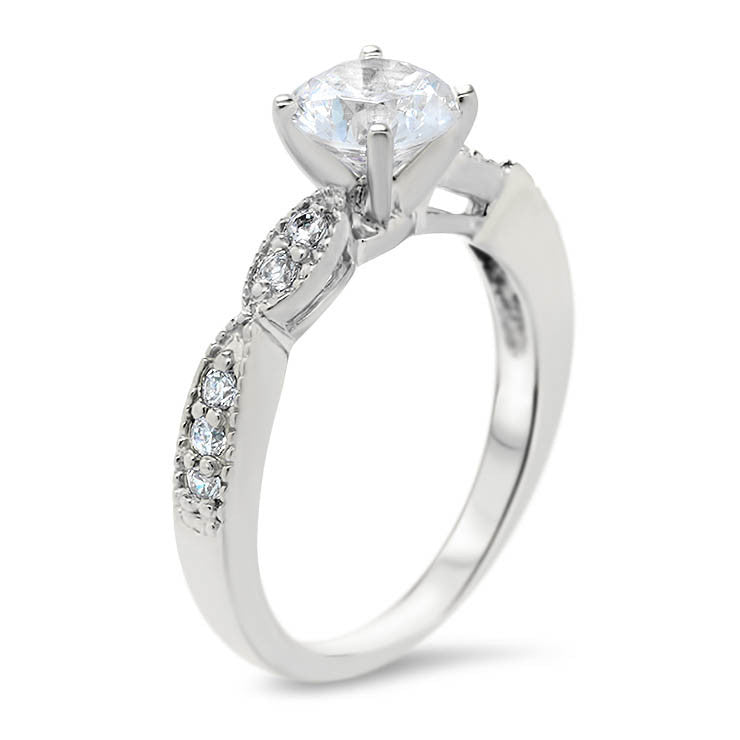 Cinched Diamond Engagement Ring Setting Moissanite Center - Twisted Love - Moissanite Rings