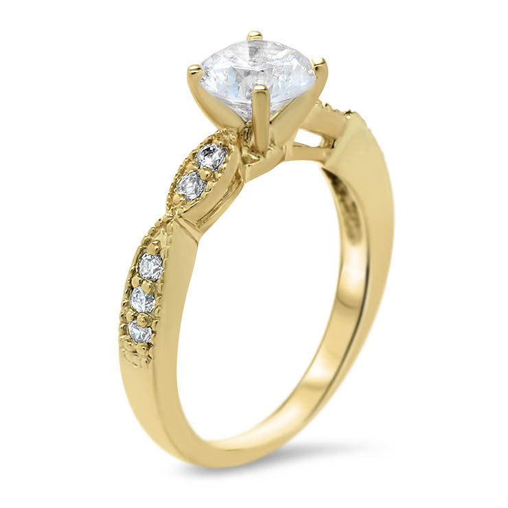 Cinched Diamond Engagement Ring Setting Moissanite Center - Twisted Love - Moissanite Rings