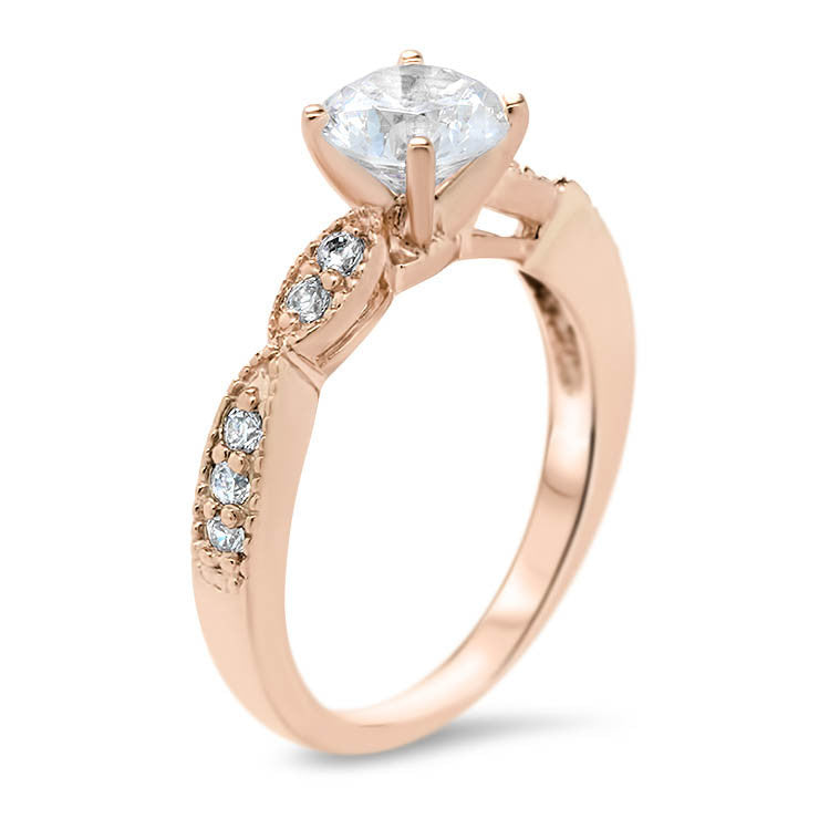 Cinched Diamond Engagement Ring Setting Moissanite Center - Twisted Love - Moissanite Rings