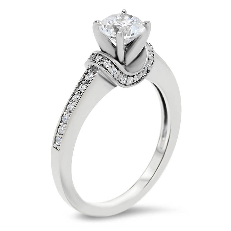 Diamond Accented  Forever One Moissanite Engagement Ring - Shawl - Moissanite Rings