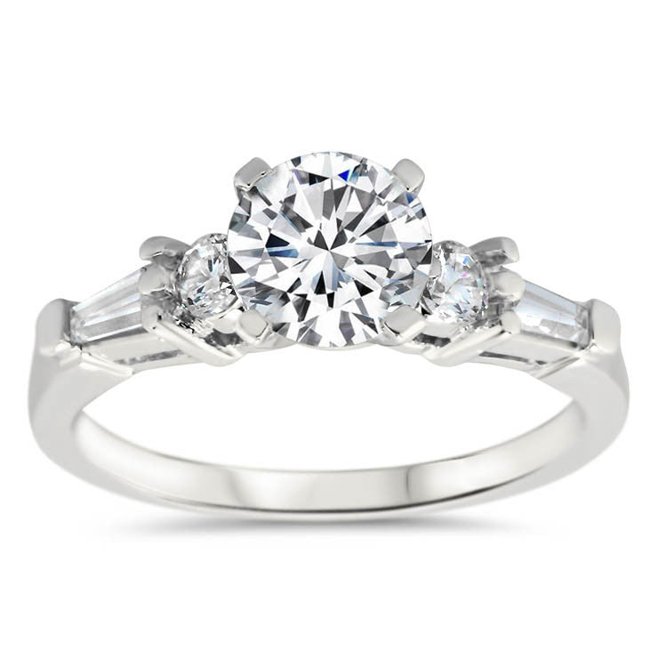 Diamond  Accented Moissanite Engagement Ring - Yvette - Moissanite Rings