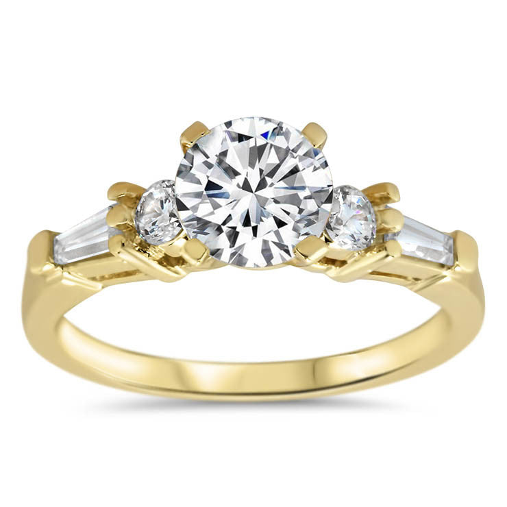 Diamond Accented Moissanite Engagement Ring - Yvette - Moissanite Rings