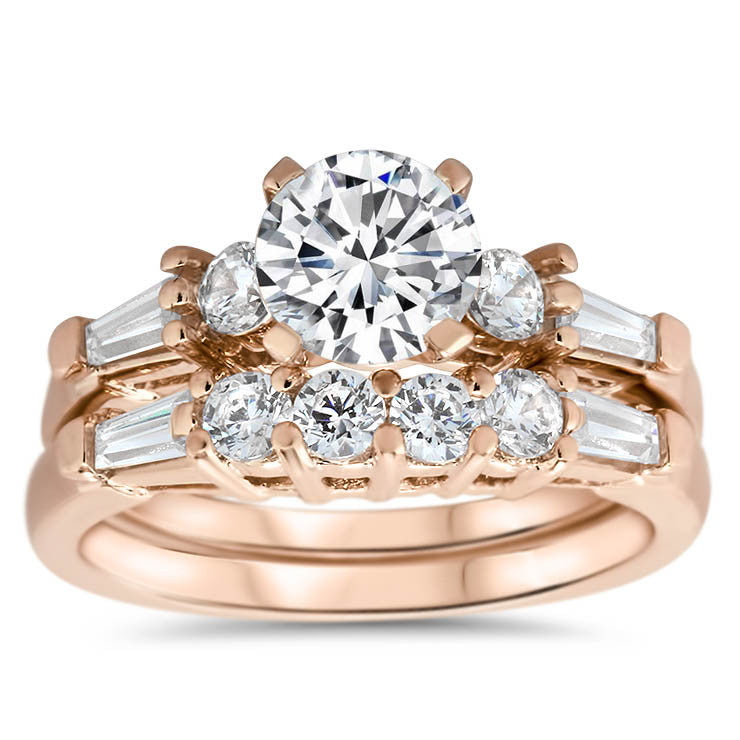 Diamond Accent Wedding Set - Yvette Wedding Set - Moissanite Rings