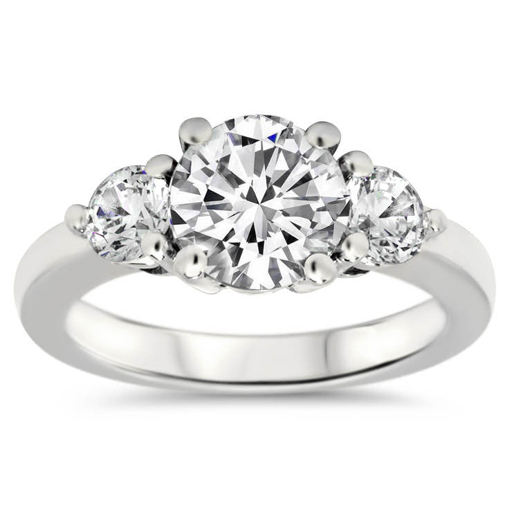 Three Stone Diamond and Moissanite Engagement Ring - Mel - Moissanite Rings