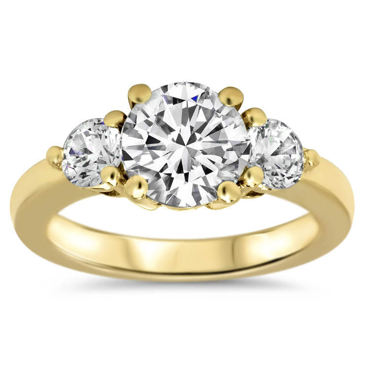 Three Stone Diamond and Moissanite Engagement Ring - Mel - Moissanite Rings