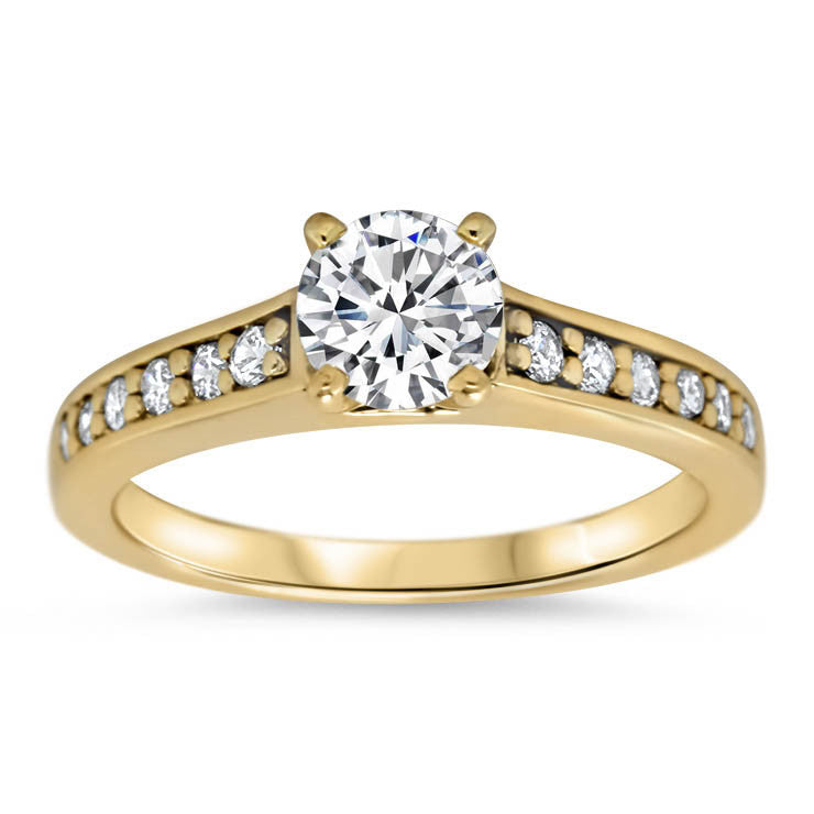 Moissanite and Diamond Engagement Ring Moissanite Center - Sing - Moissanite Rings
