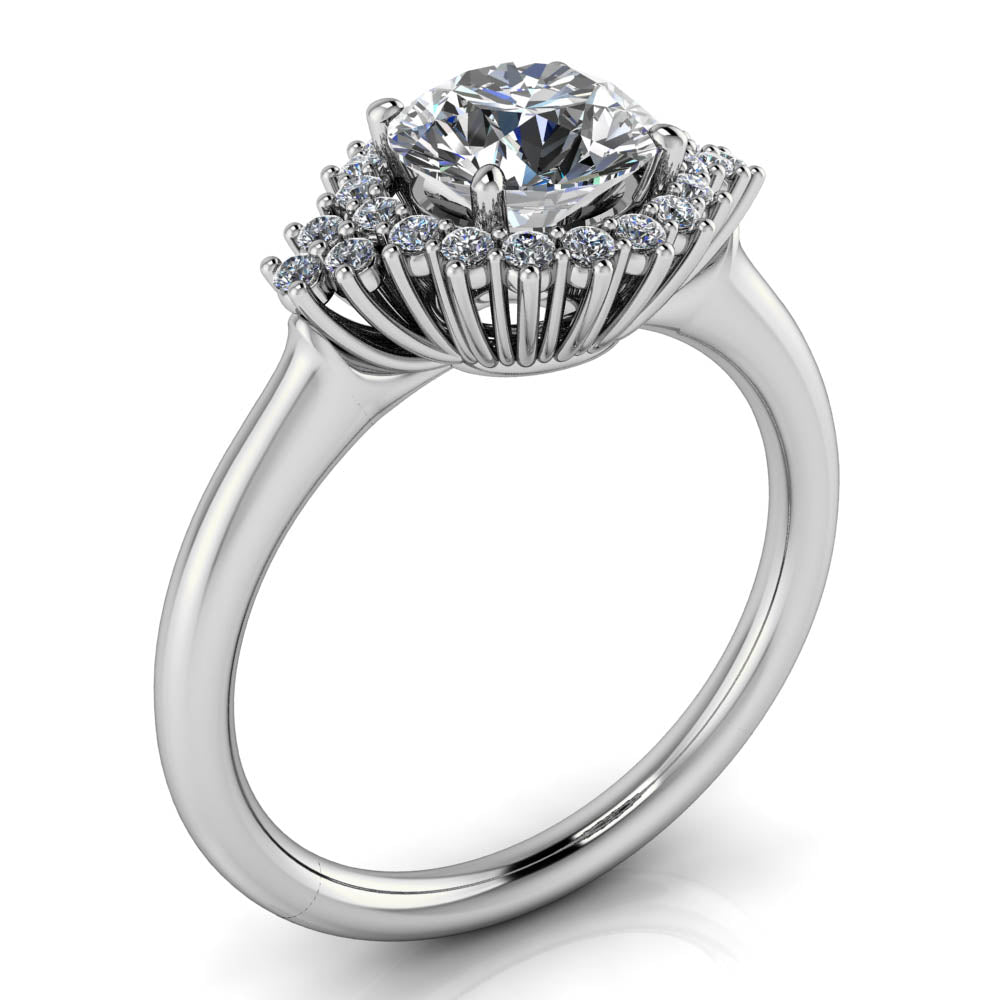 Cluster Halo Engagement Ring Setting Moissanite Center - Gianna - Moissanite Rings