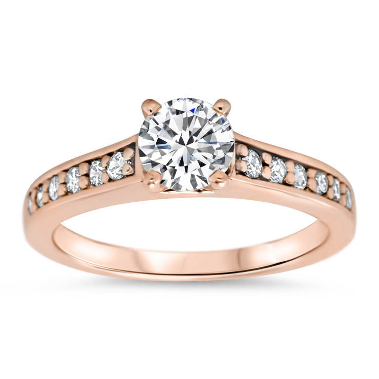 Moissanite and Diamond Engagement Ring Moissanite Center - Sing - Moissanite Rings