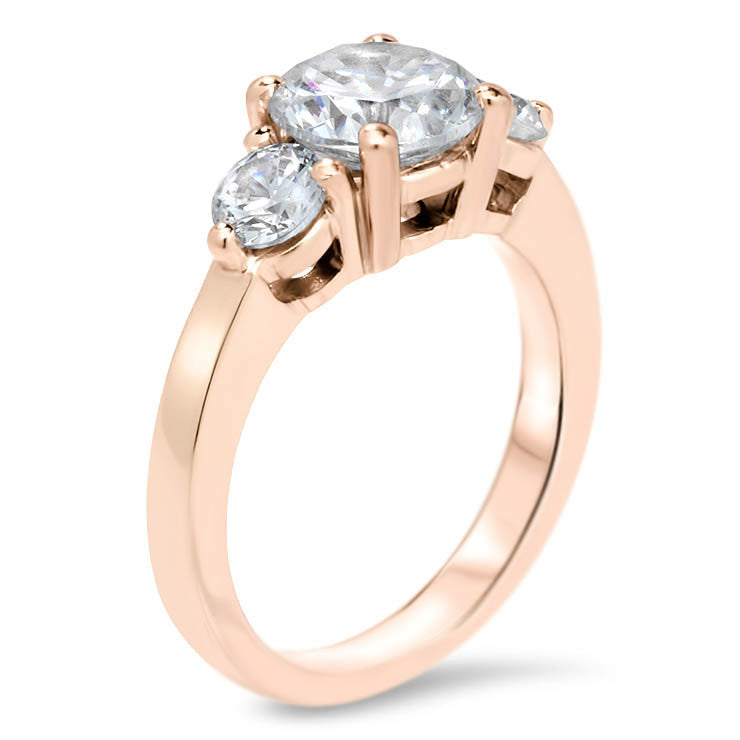 Three Stone Diamond and Moissanite Engagement Ring - Mel - Moissanite Rings