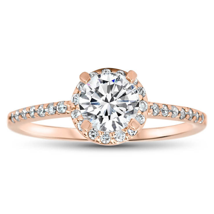 Dainty Diamond Engagement Ring Forever One Moissanite Center - Mindy - Moissanite Rings