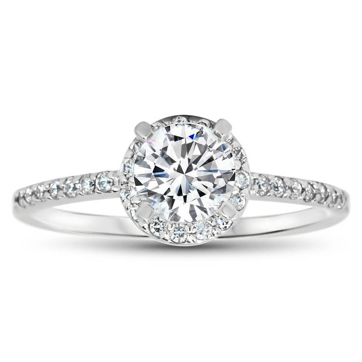Dainty Diamond Engagement Ring Forever One Moissanite Center - Mindy - Moissanite Rings