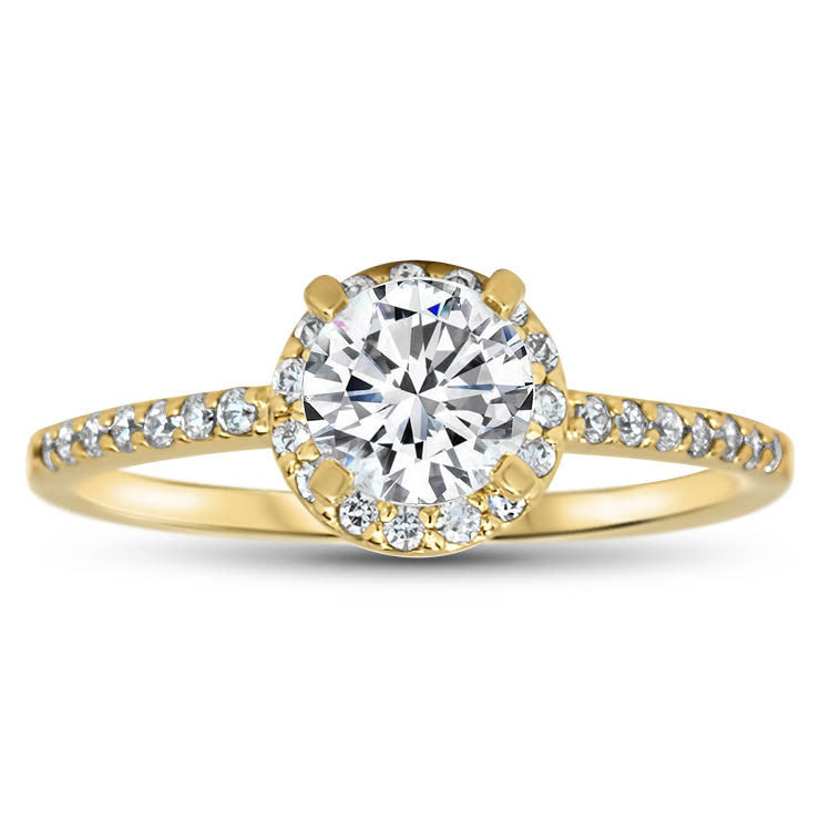 Dainty Diamond Engagement Ring Forever One Moissanite Center - Mindy - Moissanite Rings