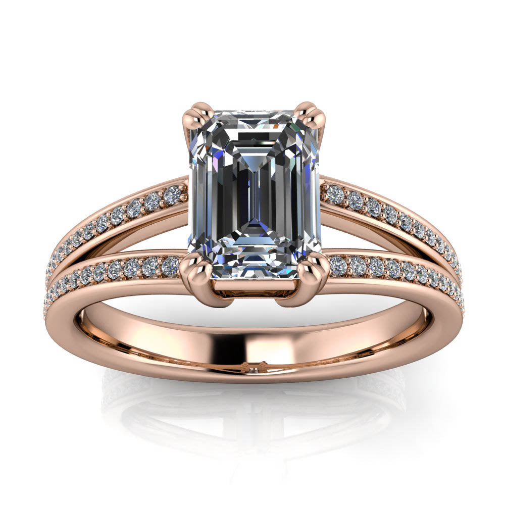 Split Shank Emerald Cut Engagement Ring - Rey - Moissanite Rings