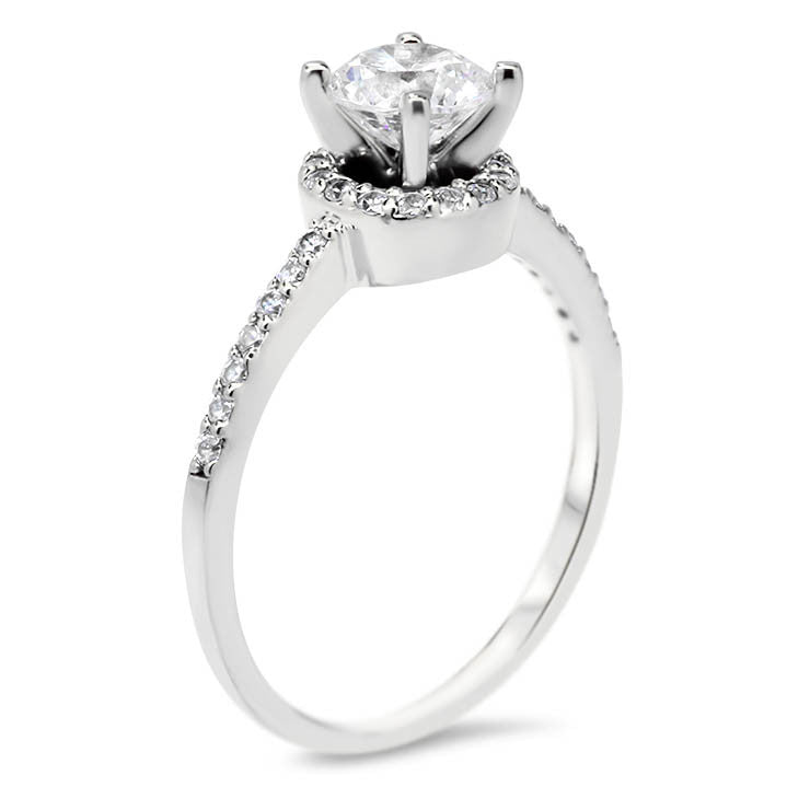 Dainty Diamond Engagement Ring Forever One Moissanite Center - Mindy - Moissanite Rings