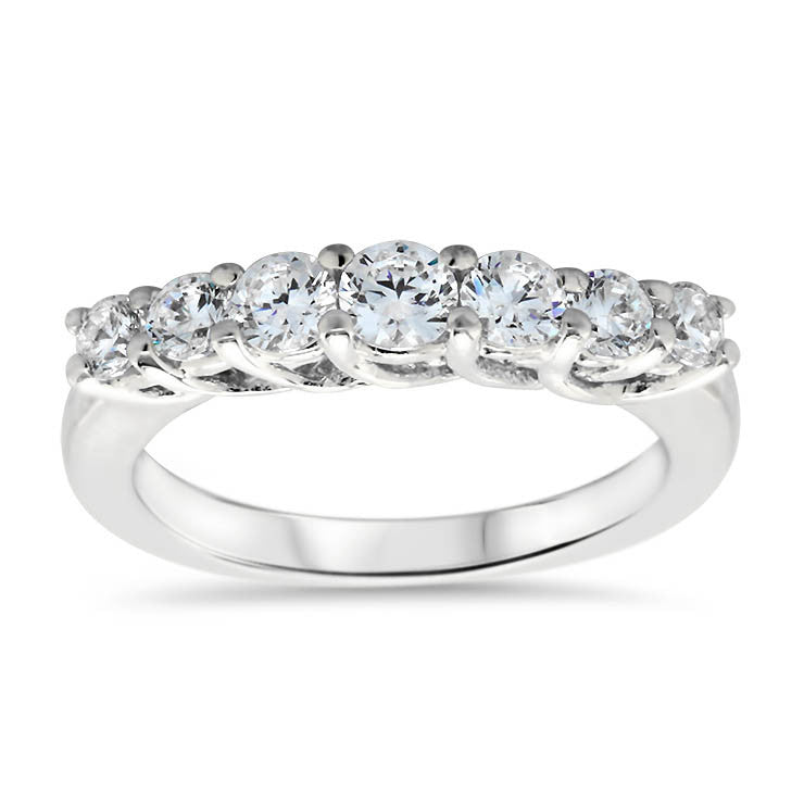 Seven Stone Diamond Wedding Band - Michela Band - Moissanite Rings