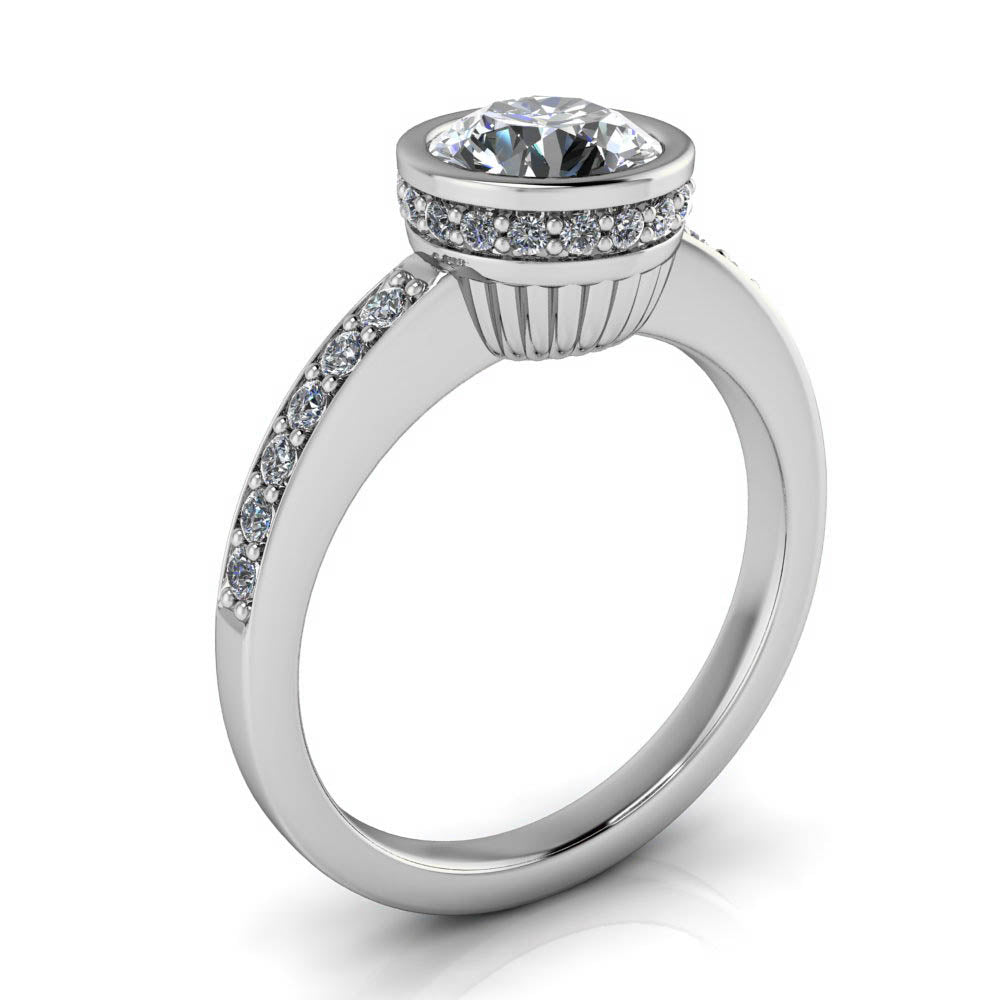 Vintage Bezel Set Engagement Ring - Harper - Moissanite Rings
