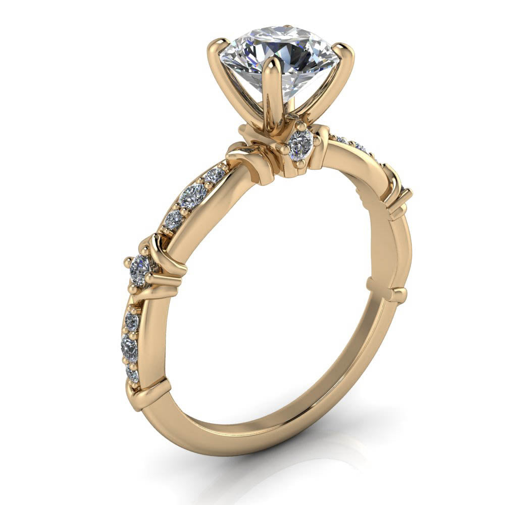 Unique Moissanite and Diamond Engagement Ring - Lennox - Moissanite Rings
