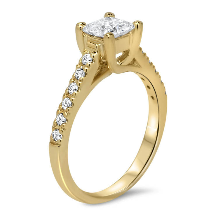 Princess Cut Moissanite Engagement Ring Moissanite and Diamonds- Christina - Moissanite Rings
