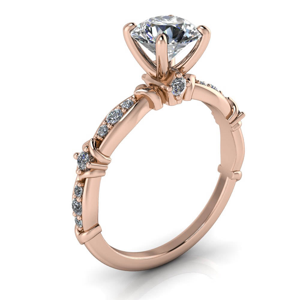 Unique Moissanite and Diamond Engagement Ring - Lennox - Moissanite Rings