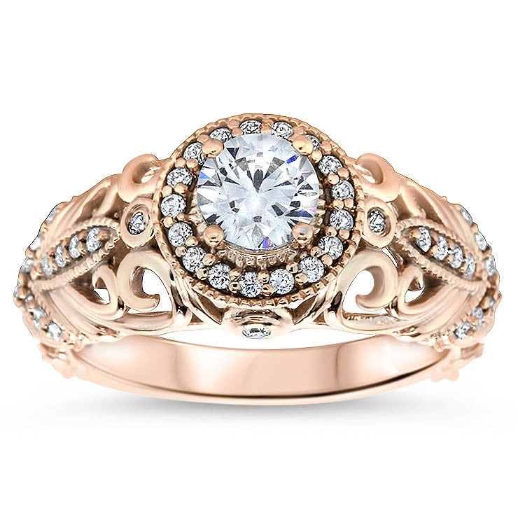 Vintage Inspired Forever One Center Moissanite Engagement Ring - Zoila - Moissanite Rings