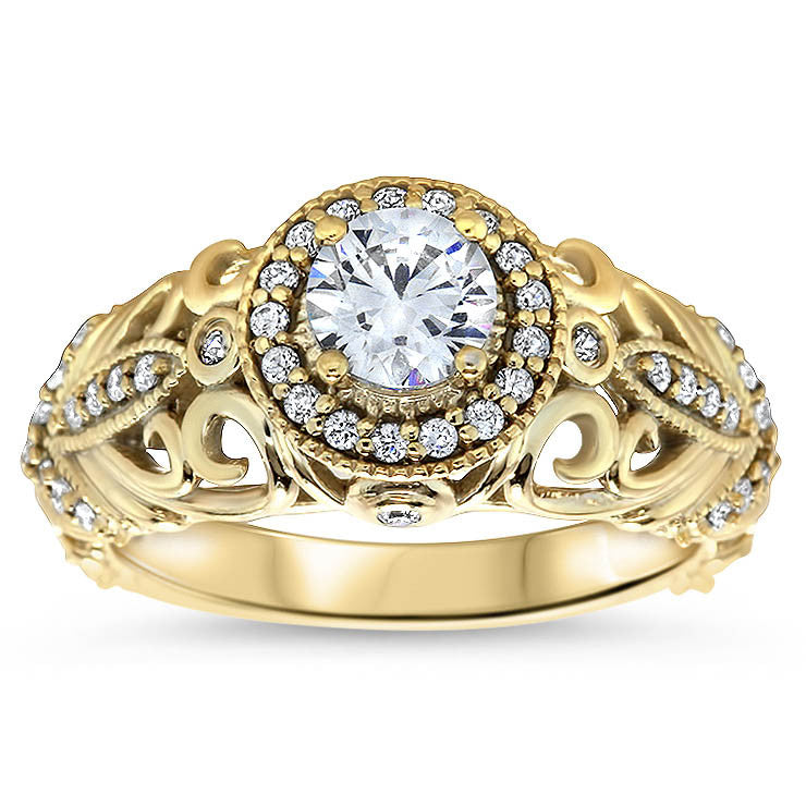 Vintage Inspired Forever One Center Moissanite Engagement Ring - Zoila - Moissanite Rings