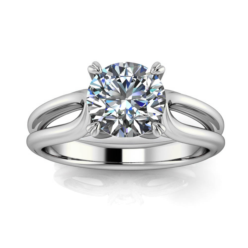 Split Shank Solitaire Engagement Ring - Adah - Moissanite Rings