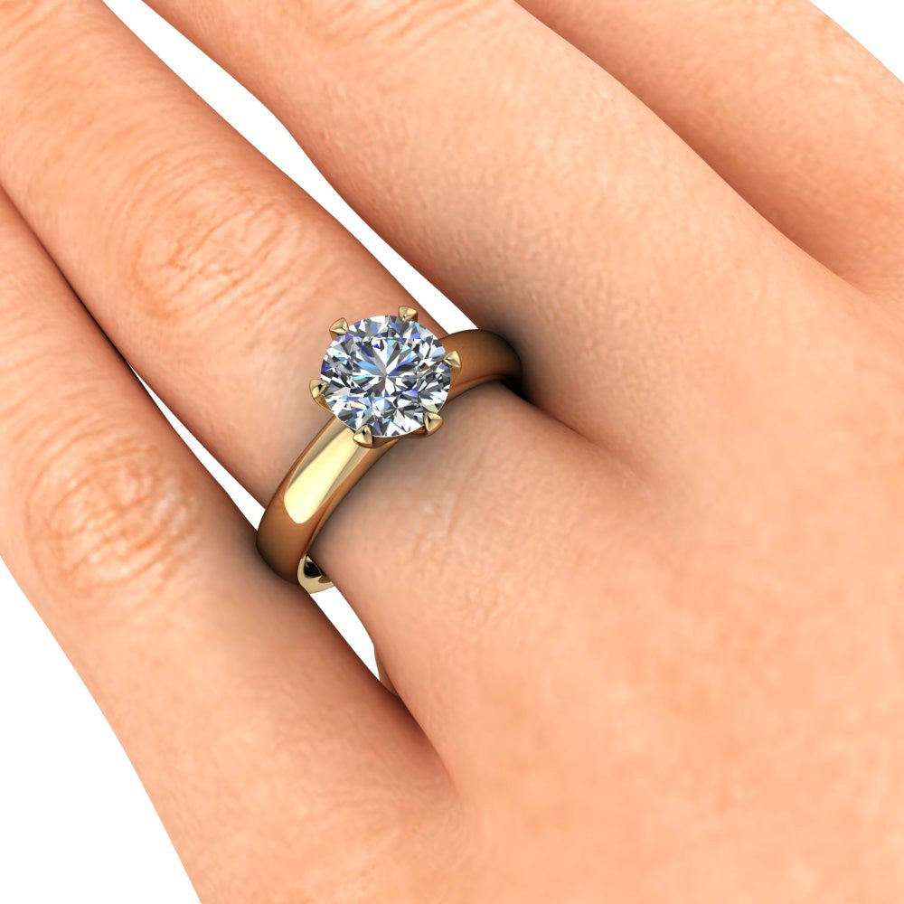 Six Prong Solitaire Engagement Ring Moissanite Engagement Ring - Cupcake - Moissanite Rings