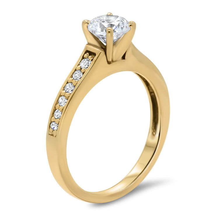 Moissanite and Diamond Engagement Ring Moissanite Center - Sing - Moissanite Rings