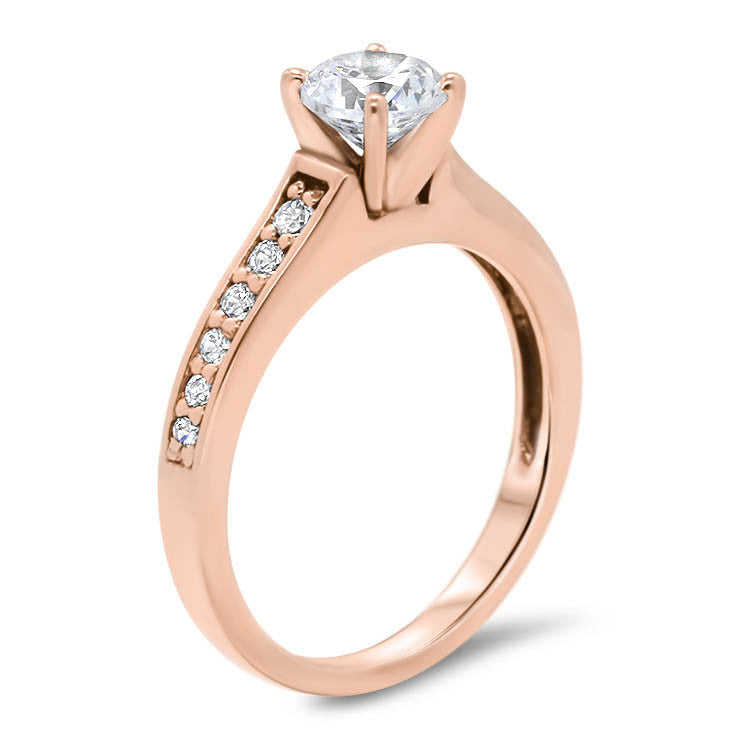 Moissanite and Diamond Engagement Ring Moissanite Center - Sing - Moissanite Rings
