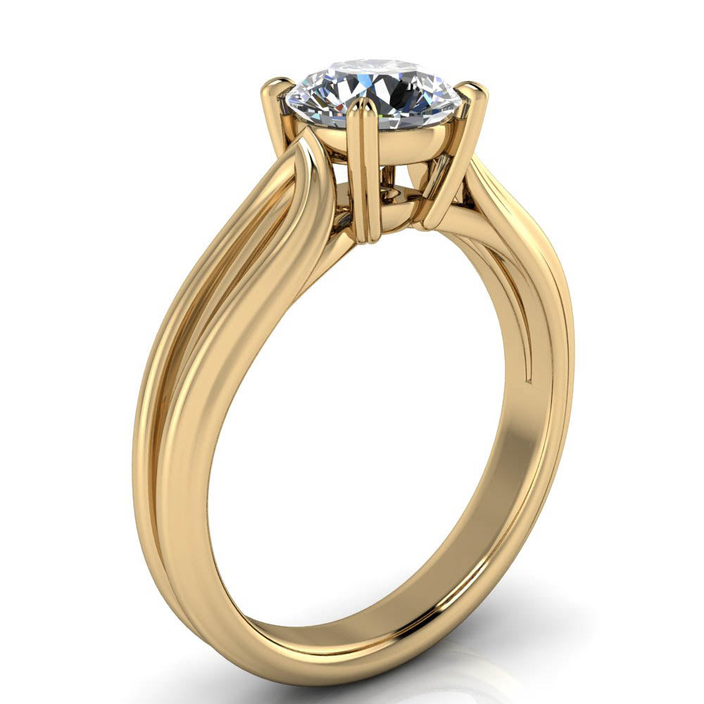 Split Shank Solitaire Engagement Ring - Adah - Moissanite Rings