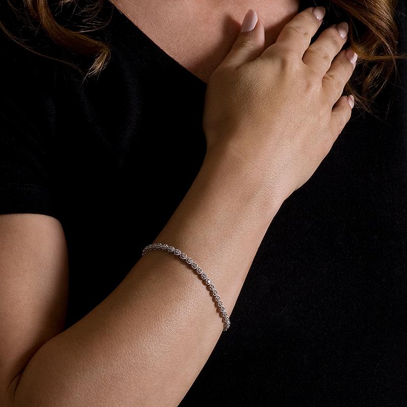 Milgrain Bezel Set Diamond Adjustable Bolo Bracelet 1 Carat