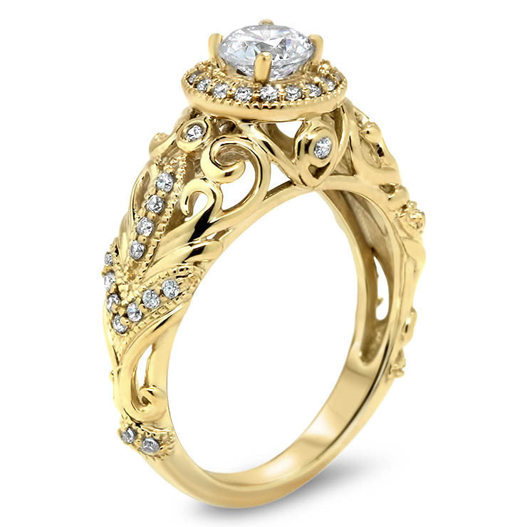 Vintage Inspired Forever One Center Moissanite Engagement Ring - Zoila - Moissanite Rings