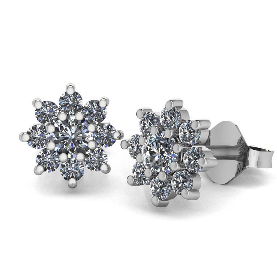 Diamond Snowflake Earrings - Snowflake Studs - Moissanite Rings