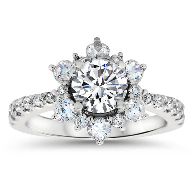 Diamond Snowflake Wedding Set Engagement Ring and Wedding Band - Snowflake Set - Moissanite Rings