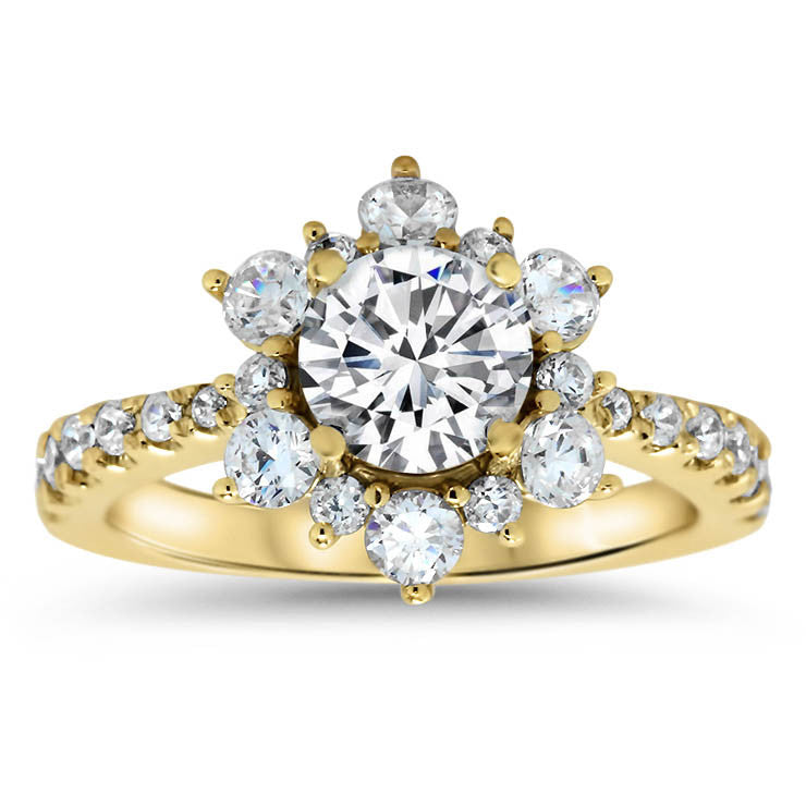 Diamond Snowflake Wedding Set Engagement Ring and Wedding Band - Snowflake Set - Moissanite Rings