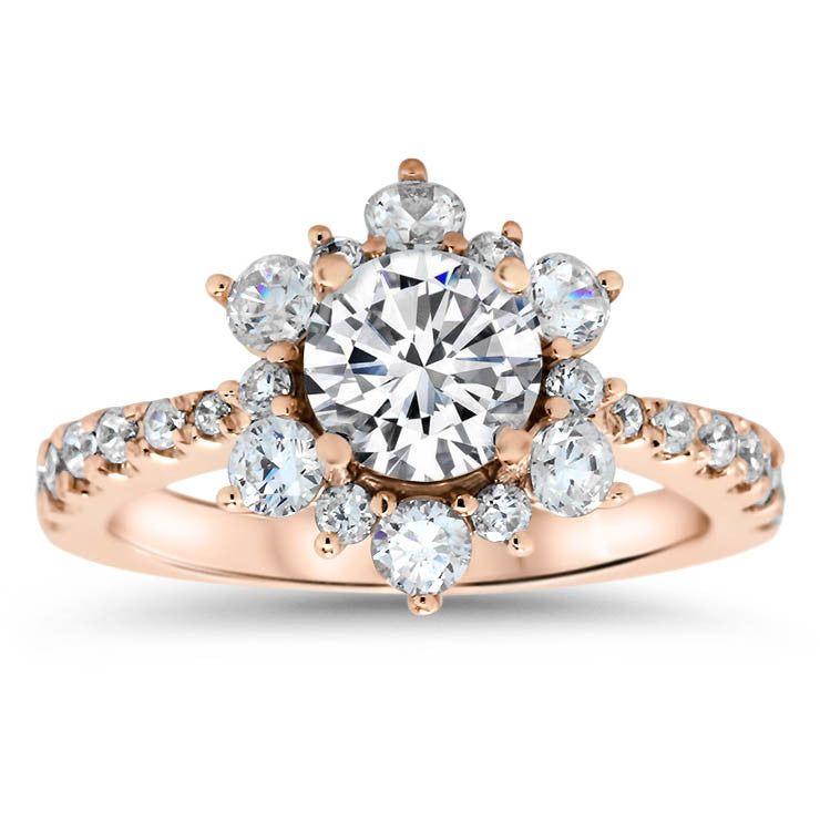 Diamond Snowflake Wedding Set Engagement Ring and Wedding Band - Snowflake Set - Moissanite Rings