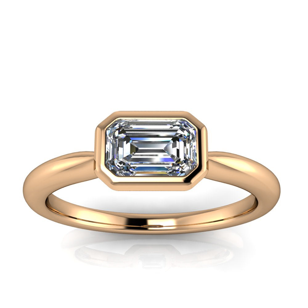East West Set Emerald Cut Engagement Ring - LALA
