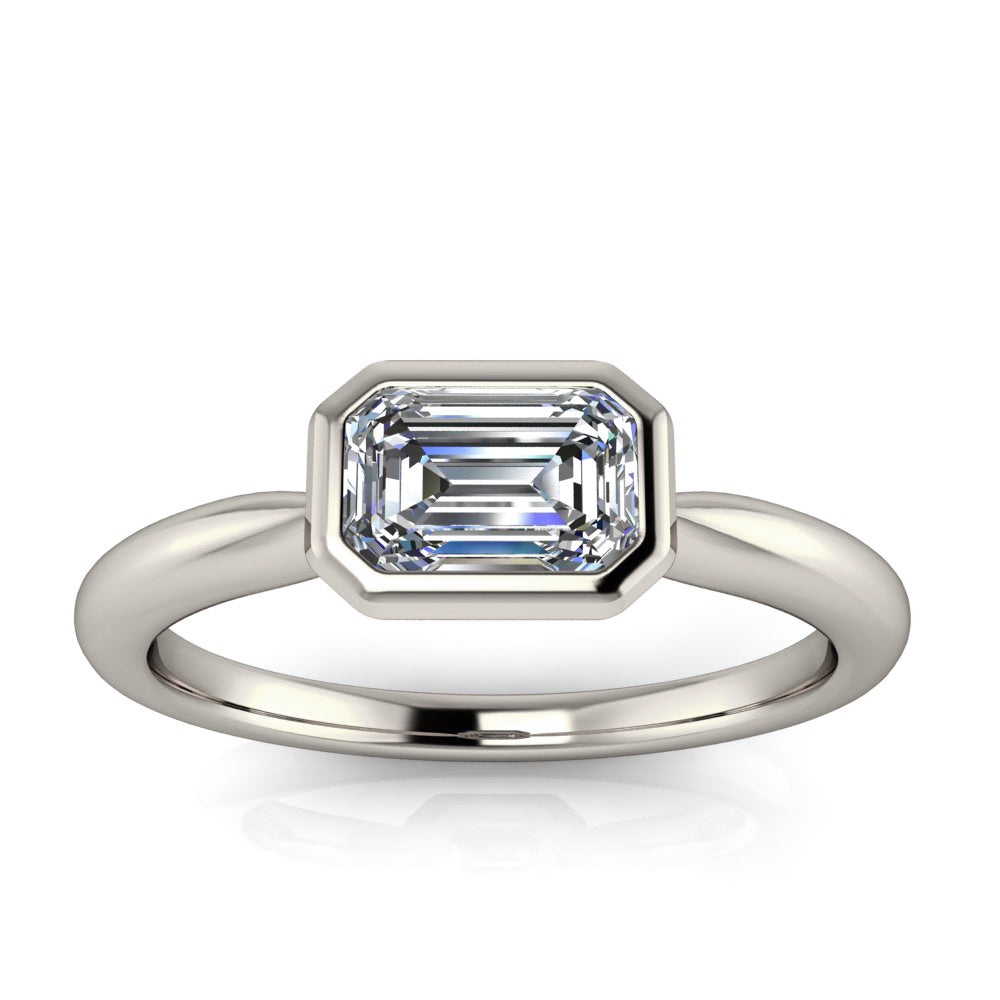 East West Set Emerald Cut Engagement Ring - LALA