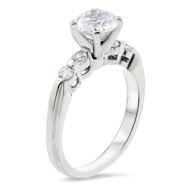 Bar Set Diamond Wedding Set Engagement Ring and Band - Evie Set - Moissanite Rings
