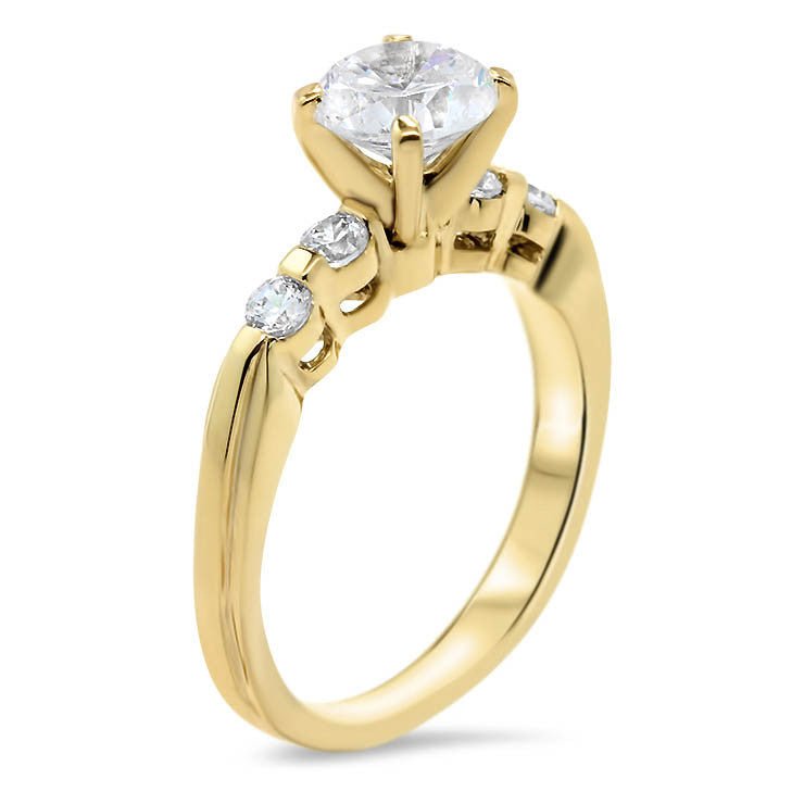 Bar Set Diamond Wedding Set Engagement Ring and Band - Evie Set - Moissanite Rings