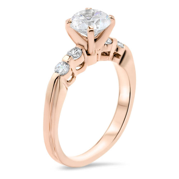 Bar Set Diamond Wedding Set Engagement Ring and Band - Evie Set - Moissanite Rings