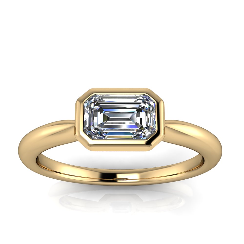 East West Set Emerald Cut Engagement Ring - LALA