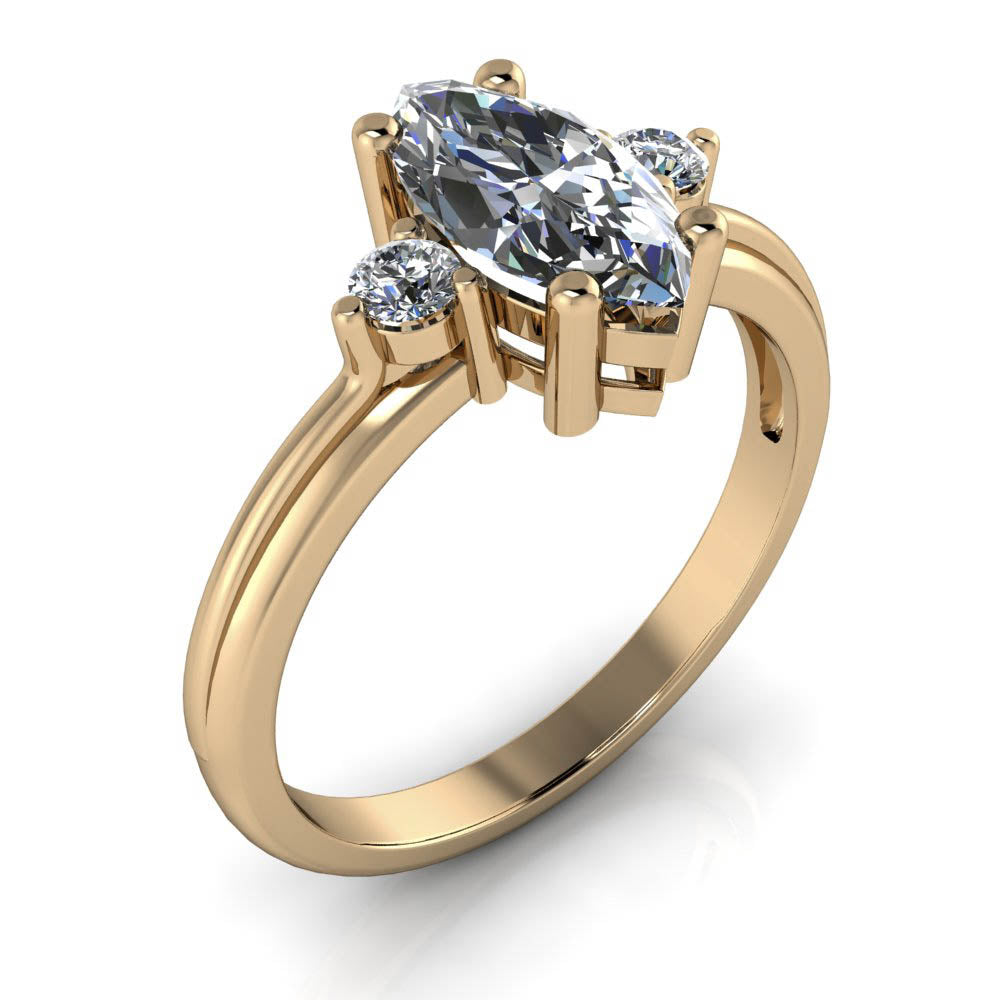 Three Stone Marquise Engagement Ring - Fisk - Moissanite Rings