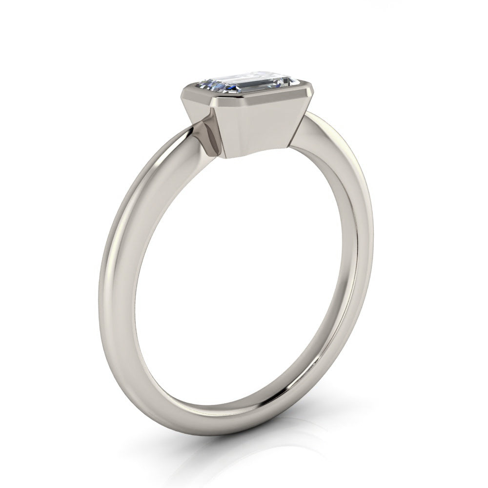 East West Set Emerald Cut Engagement Ring - LALA